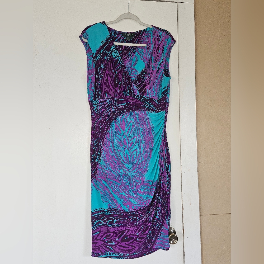 Ralph Lauren Teal and Purple Patterned Dress